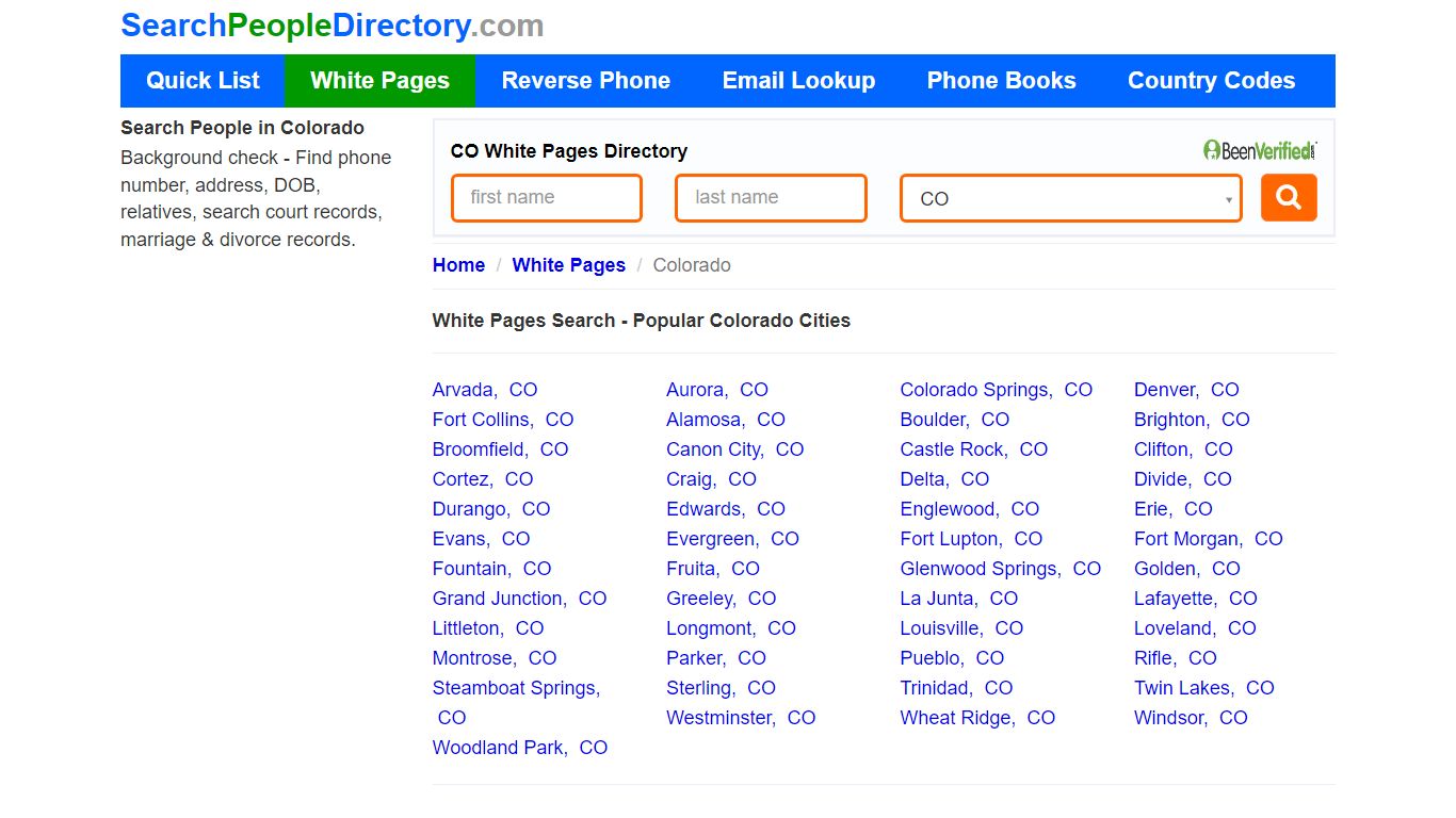 White Pages in Colorado, Find a Person, Local Directory